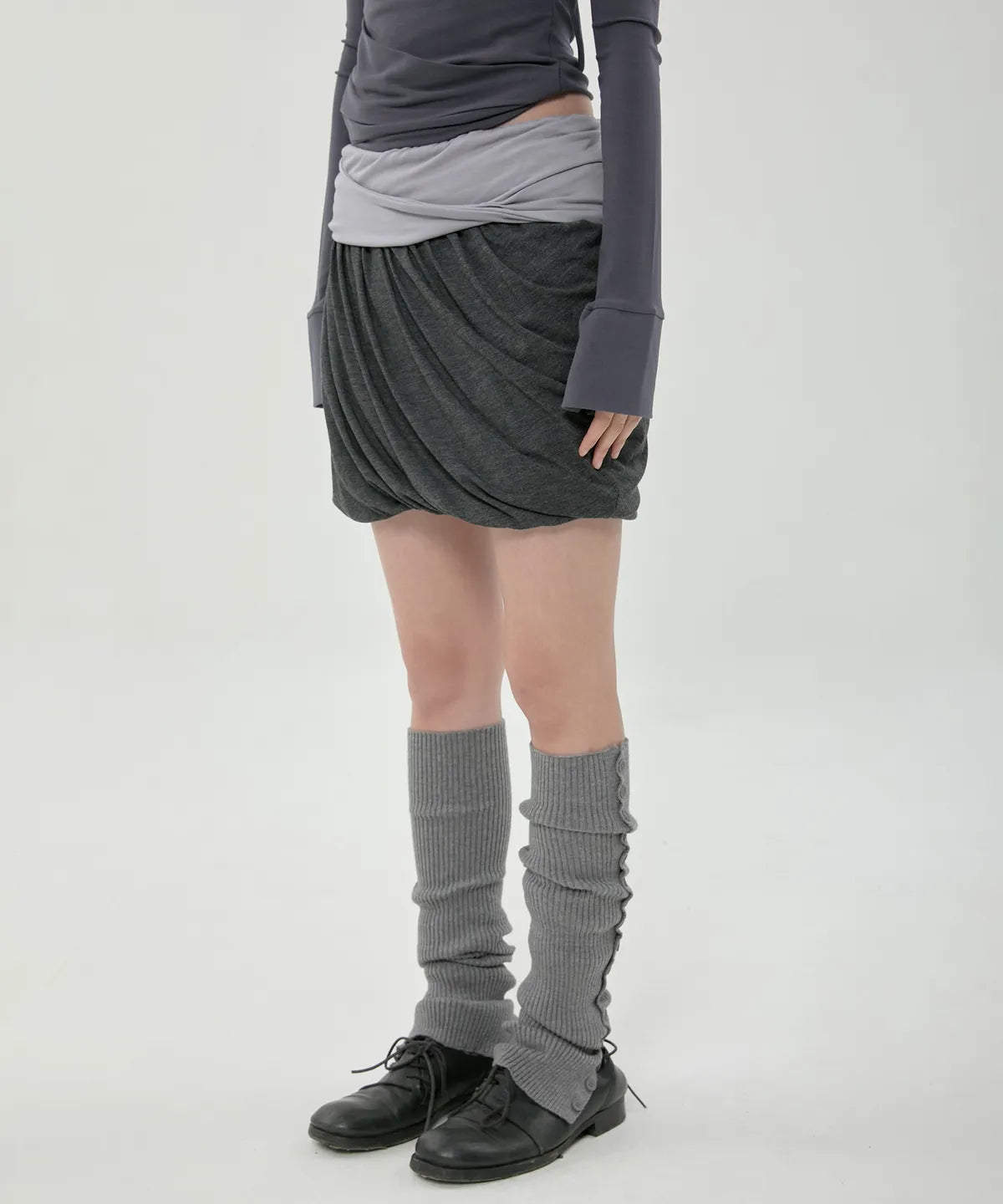 【Flare up】Layered Drape Midi Skirt - 3 colors