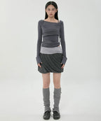 【Flare up】Layered Drape Midi Skirt - 3 colors