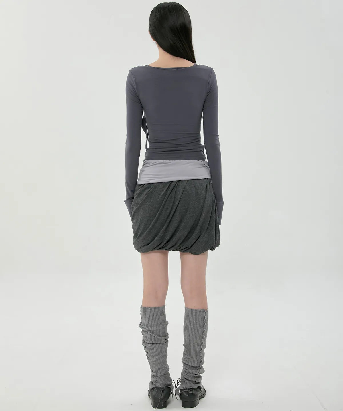 【Flare up】Layered Drape Midi Skirt - 3 colors