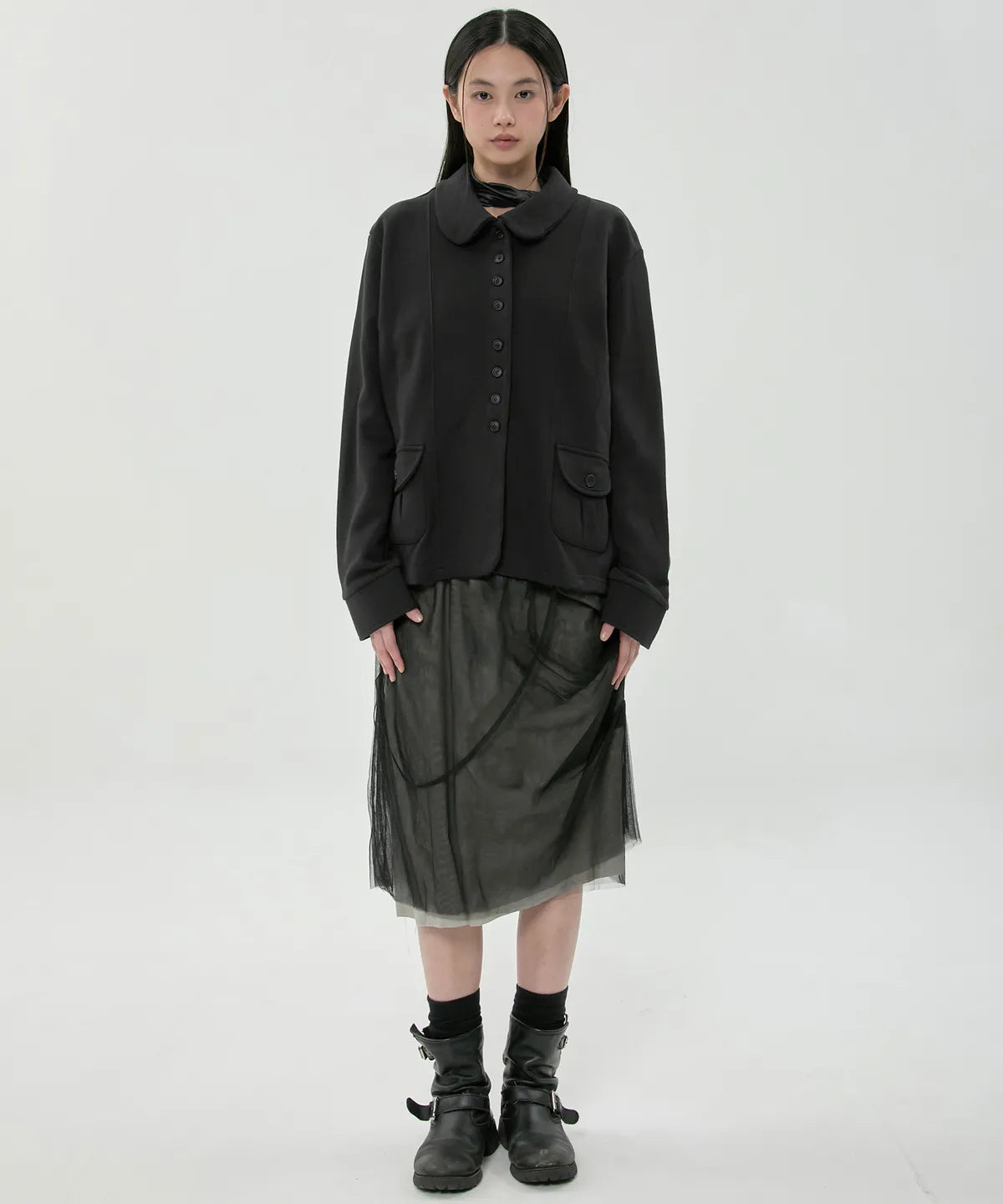 【Flare up】Sheer Layered Midi Skirt