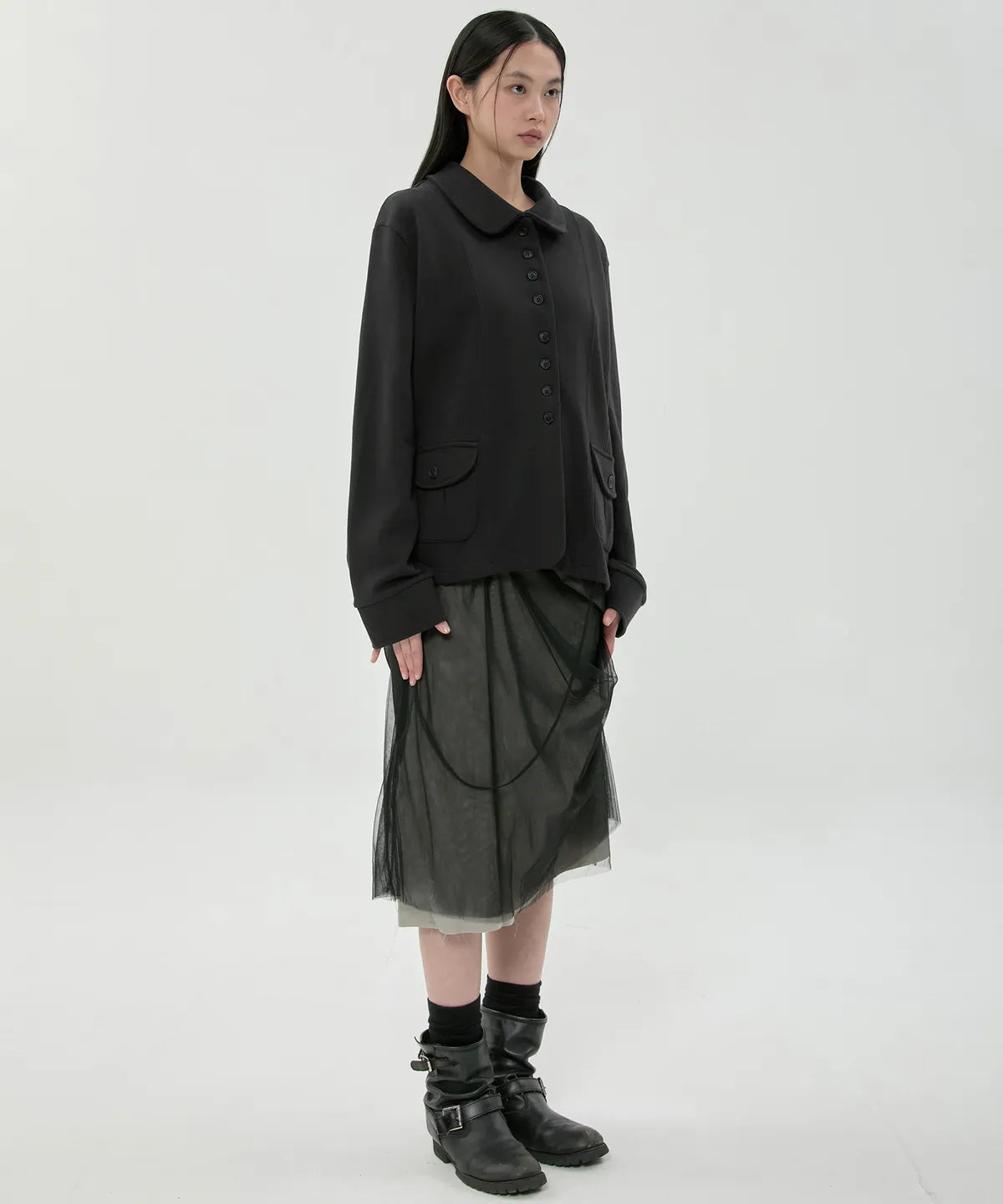 【Flare up】Sheer Layered Midi Skirt