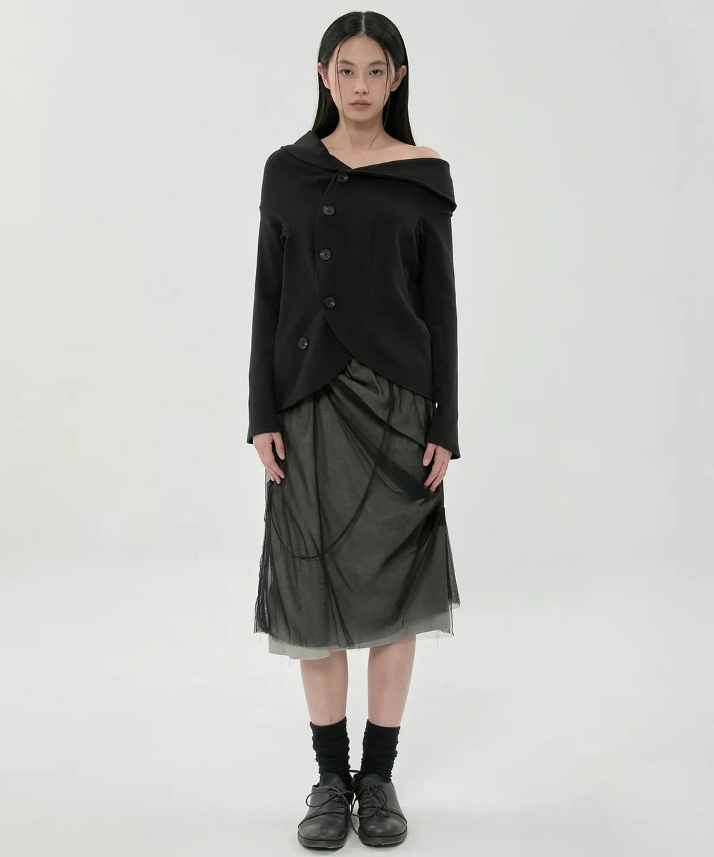 【Flare up】Sheer Layered Midi Skirt