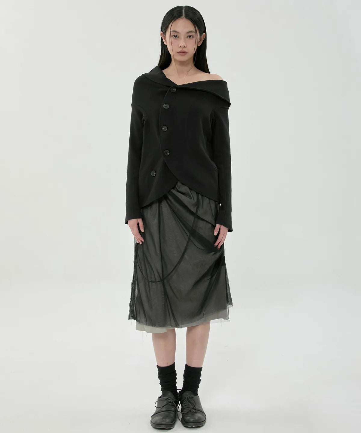 【Flare up】Sheer Layered Midi Skirt