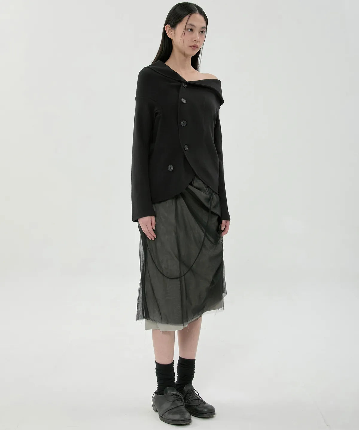 【Flare up】Sheer Layered Midi Skirt