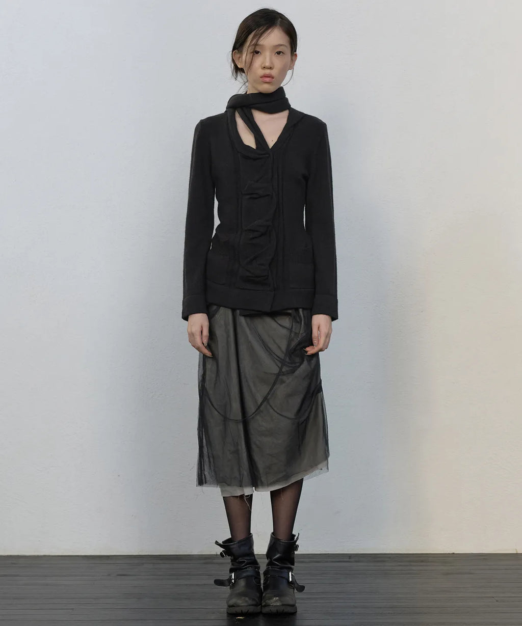 【Flare up】Sheer Layered Midi Skirt