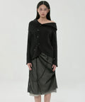 【Flare up】Sheer Layered Midi Skirt