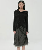 【Flare up】Sheer Layered Midi Skirt