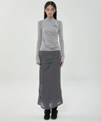 【Flare up】Draped Mock Neck Long Sleeve - 4 colors