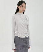 【Flare up】Draped Mock Neck Long Sleeve - 4 colors