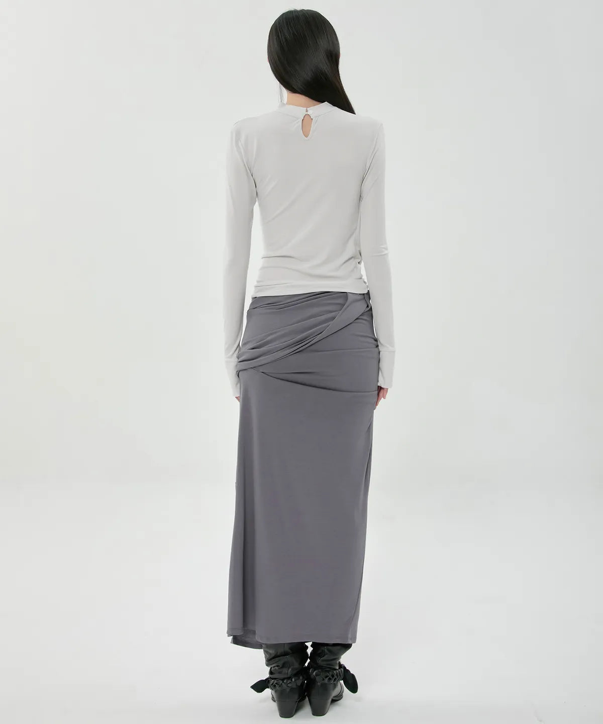 【Flare up】Draped Mock Neck Long Sleeve - 4 colors