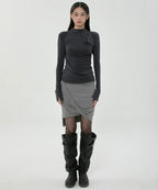 【Flare up】Draped Mock Neck Long Sleeve - 4 colors