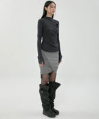 【Flare up】Draped Mock Neck Long Sleeve - 4 colors