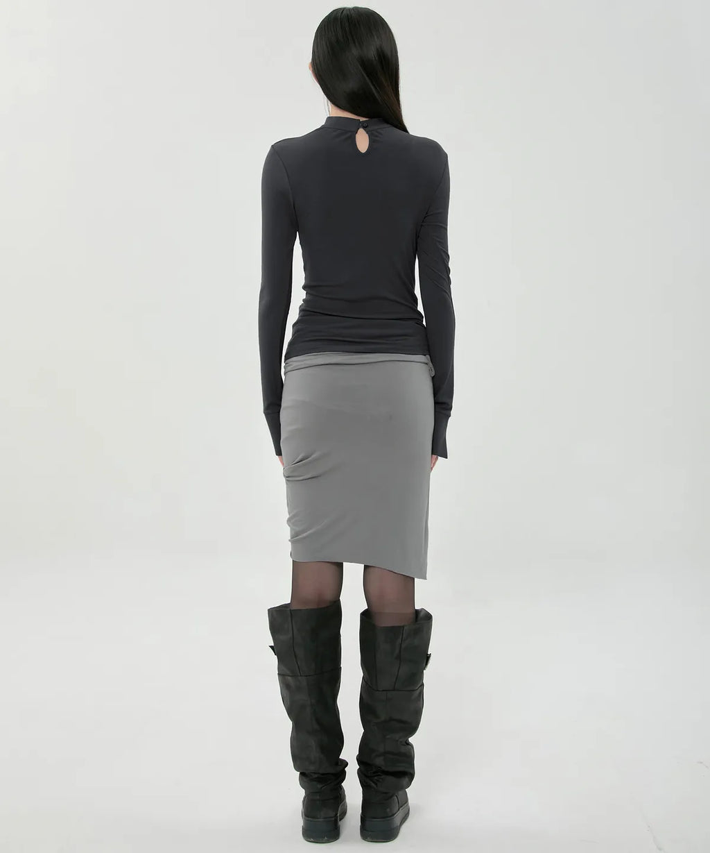 【Flare up】Draped Mock Neck Long Sleeve - 4 colors