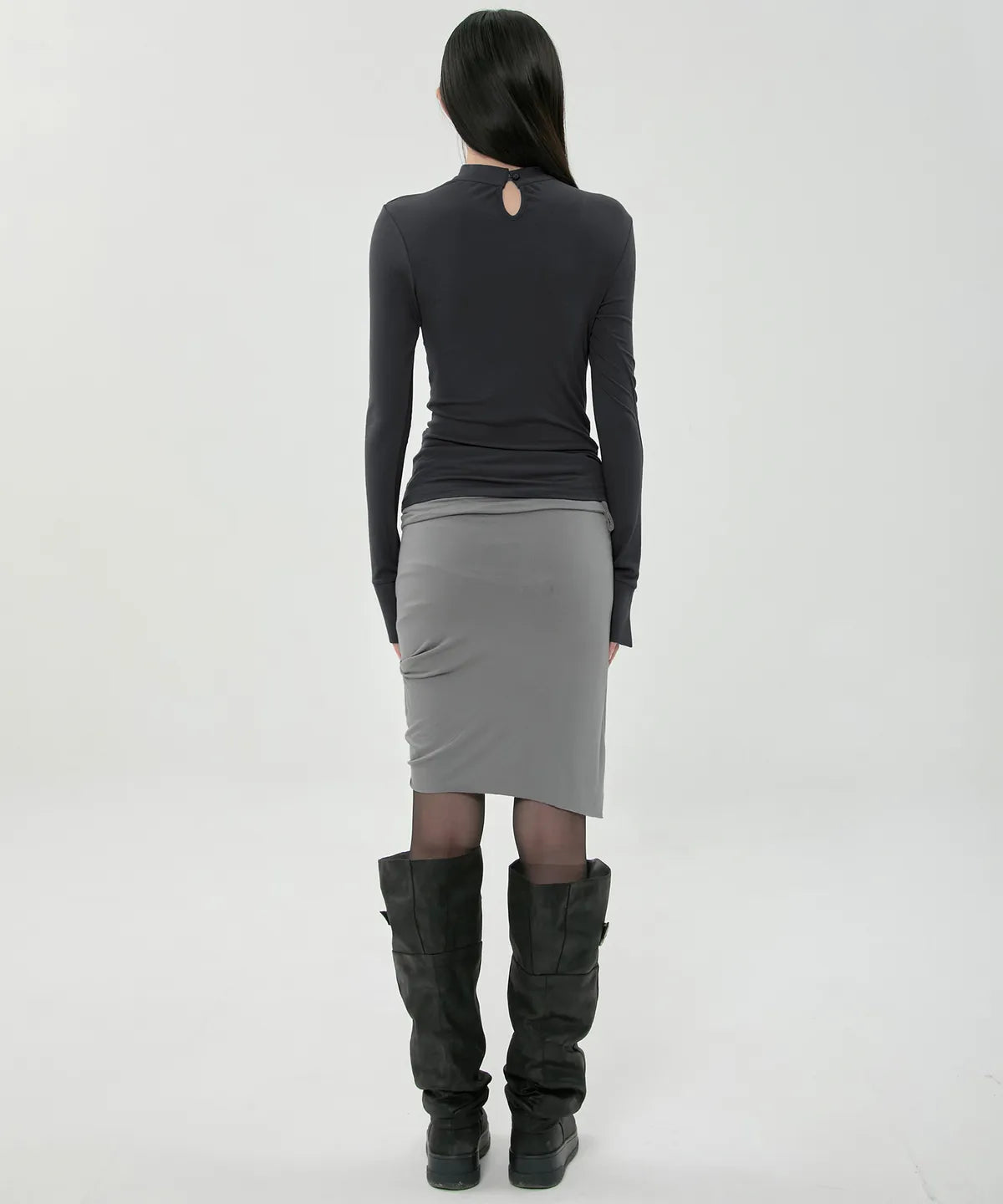 【Flare up】Draped Mock Neck Long Sleeve - 4 colors