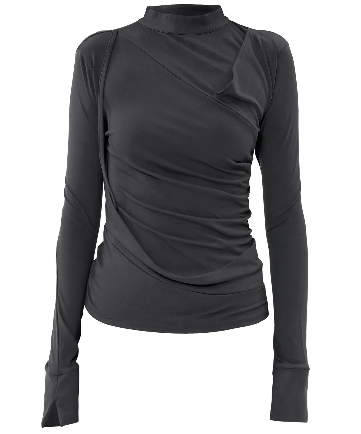 【Flare up】Draped Mock Neck Long Sleeve - 4 colors