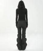 【Flare up】Asymmetrical Snap Long Sleeve Hoodie - 2 colors