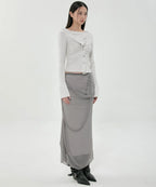 【Flare up】Asymmetrical Snap Long Sleeve Hoodie - 2 colors