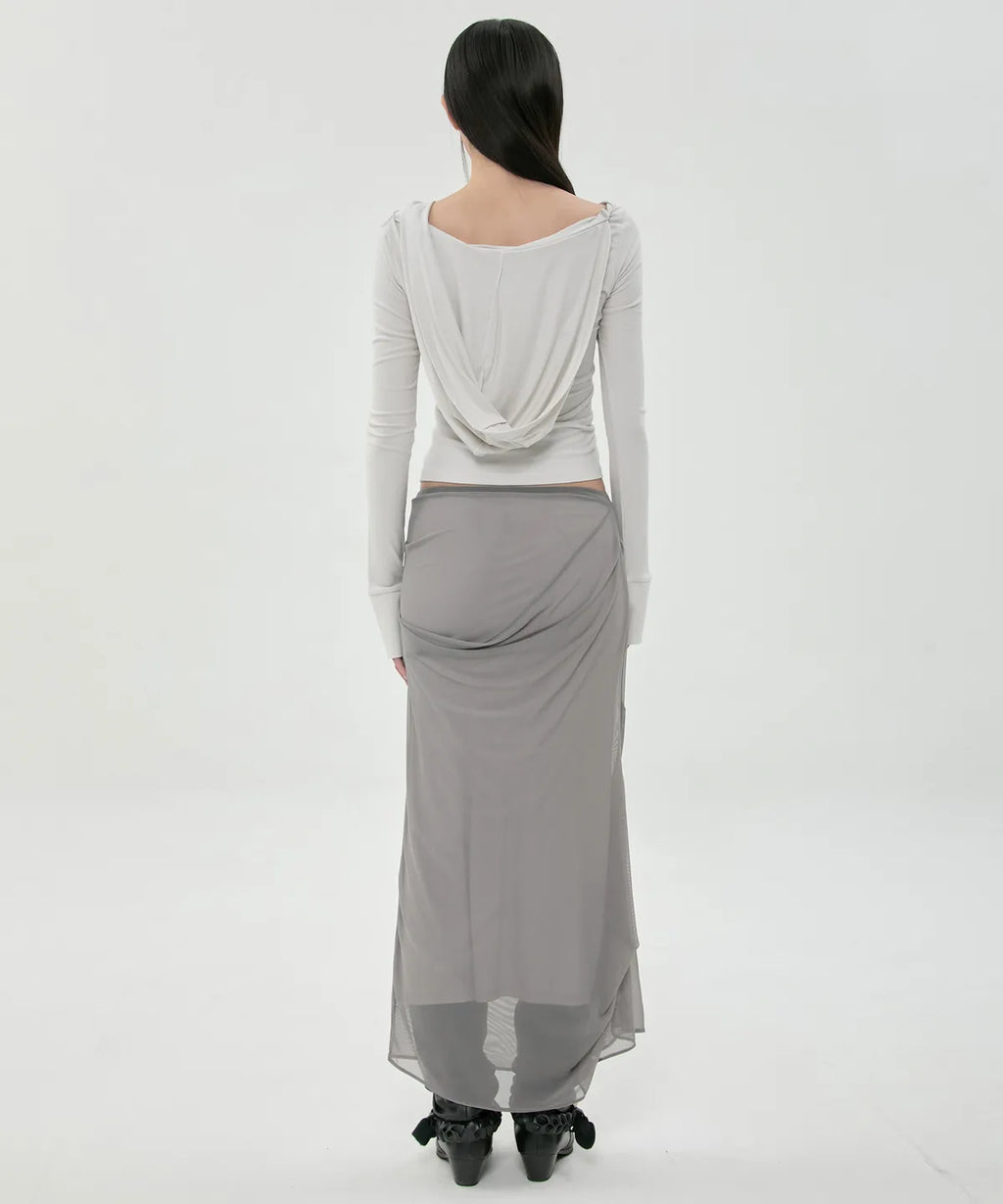 【Flare up】Asymmetrical Snap Long Sleeve Hoodie - 2 colors