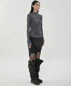 【Flare up】Draped Mock Neck Long Sleeve - 4 colors