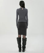 【Flare up】Draped Mock Neck Long Sleeve - 4 colors