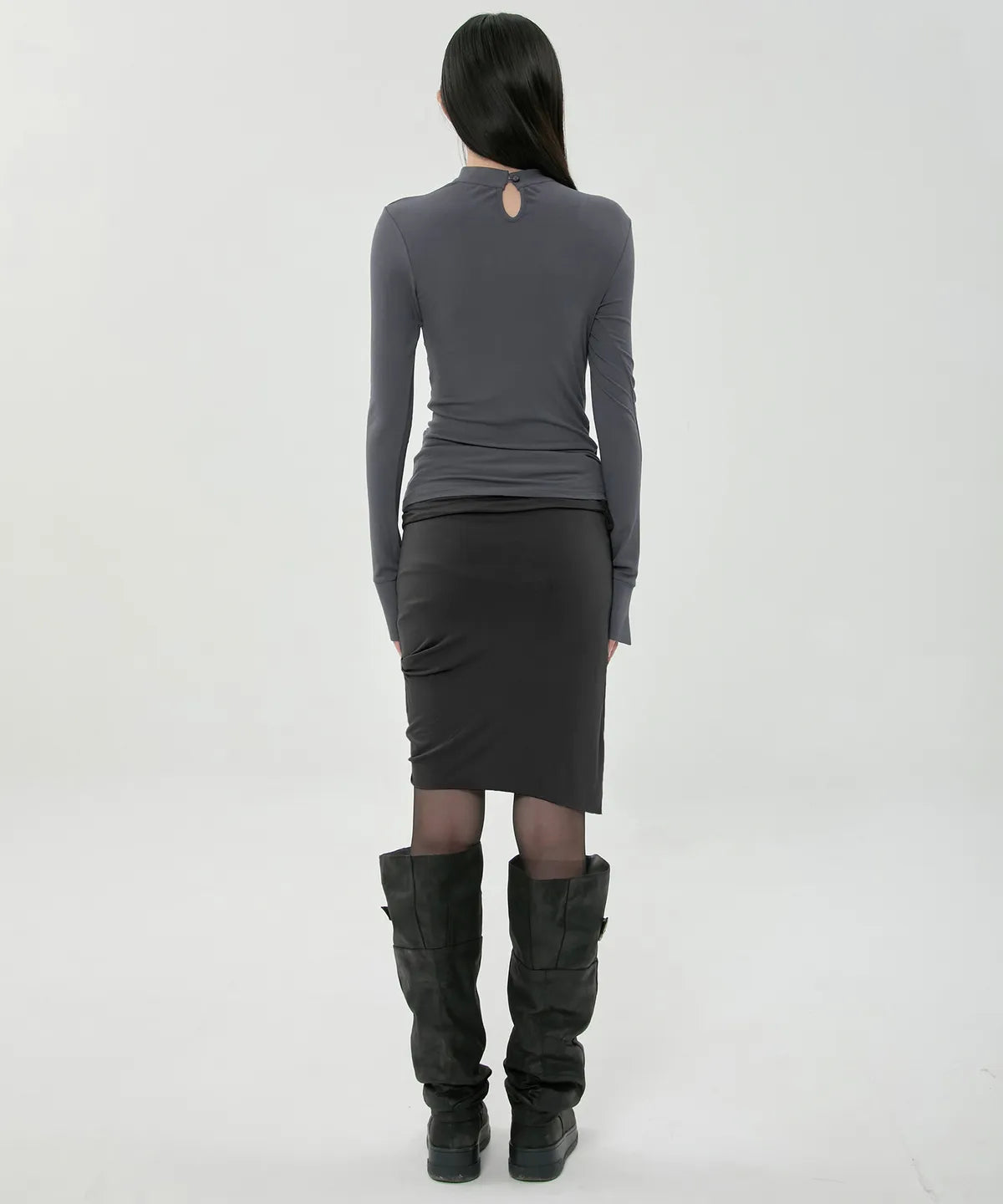 【Flare up】Draped Mock Neck Long Sleeve - 4 colors