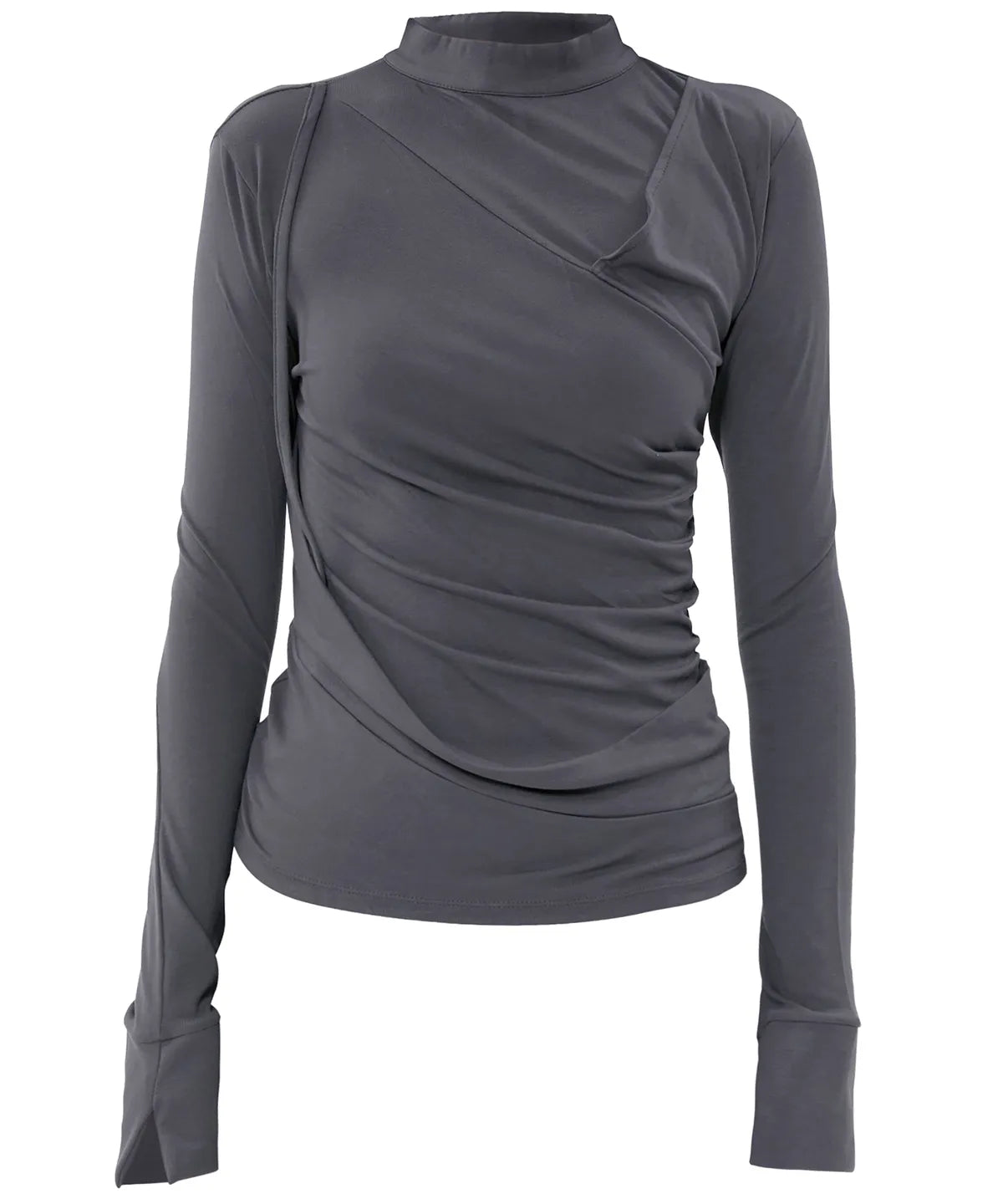 【Flare up】Draped Mock Neck Long Sleeve - 4 colors