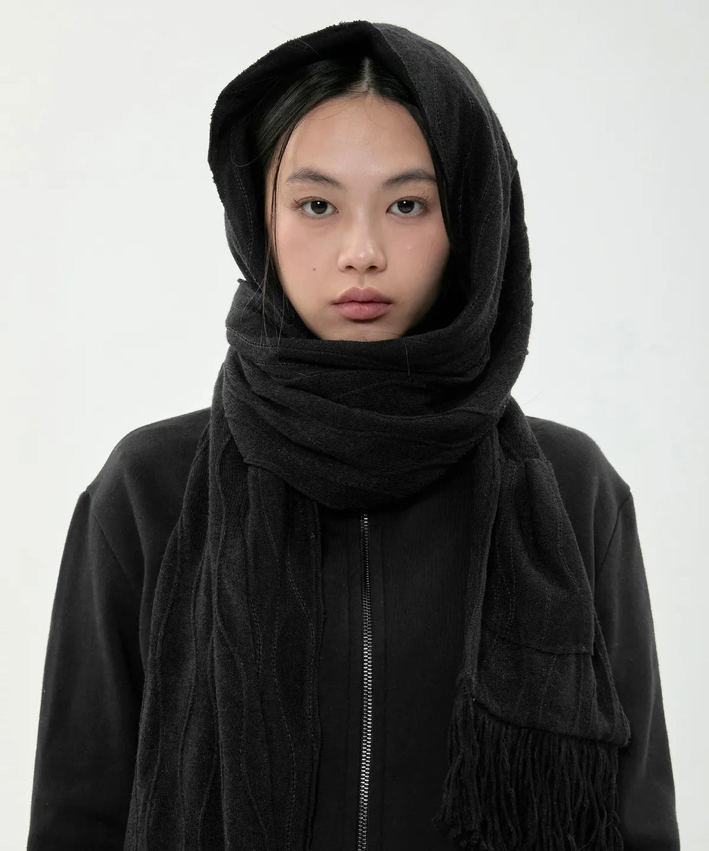 【Flare up】Hoodie Muffler - Black