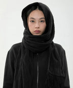 【Flare up】Hoodie Muffler - Black