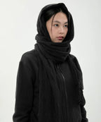 【Flare up】Hoodie Muffler - Black
