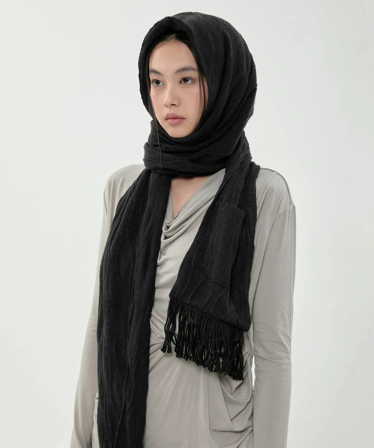 【Flare up】Hoodie Muffler - Black