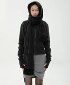 【Flare up】Hoodie Muffler - Black