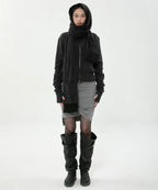 【Flare up】Hoodie Muffler - Black