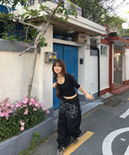【Fancy Club】 TOOTH JAM WIDE DENIM PANTS [Black / Green]