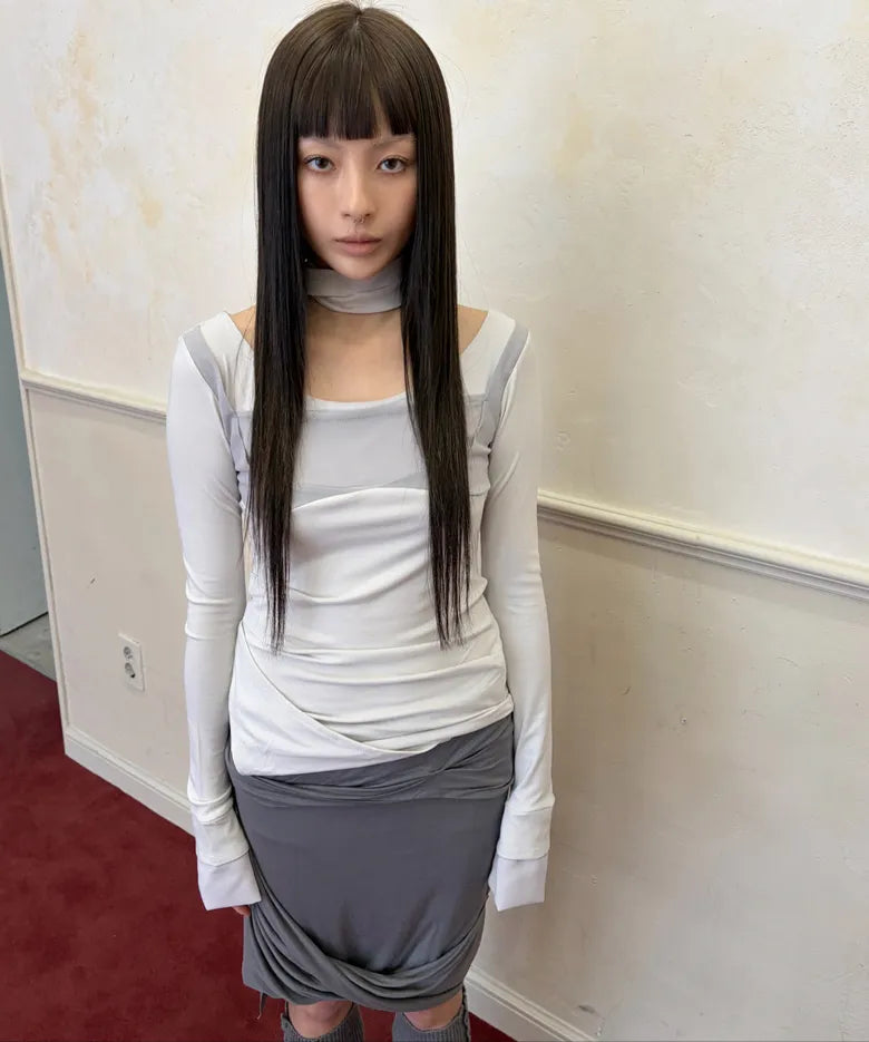 【Flare up】Asymmetrical Midi Skirt  - 2 colors