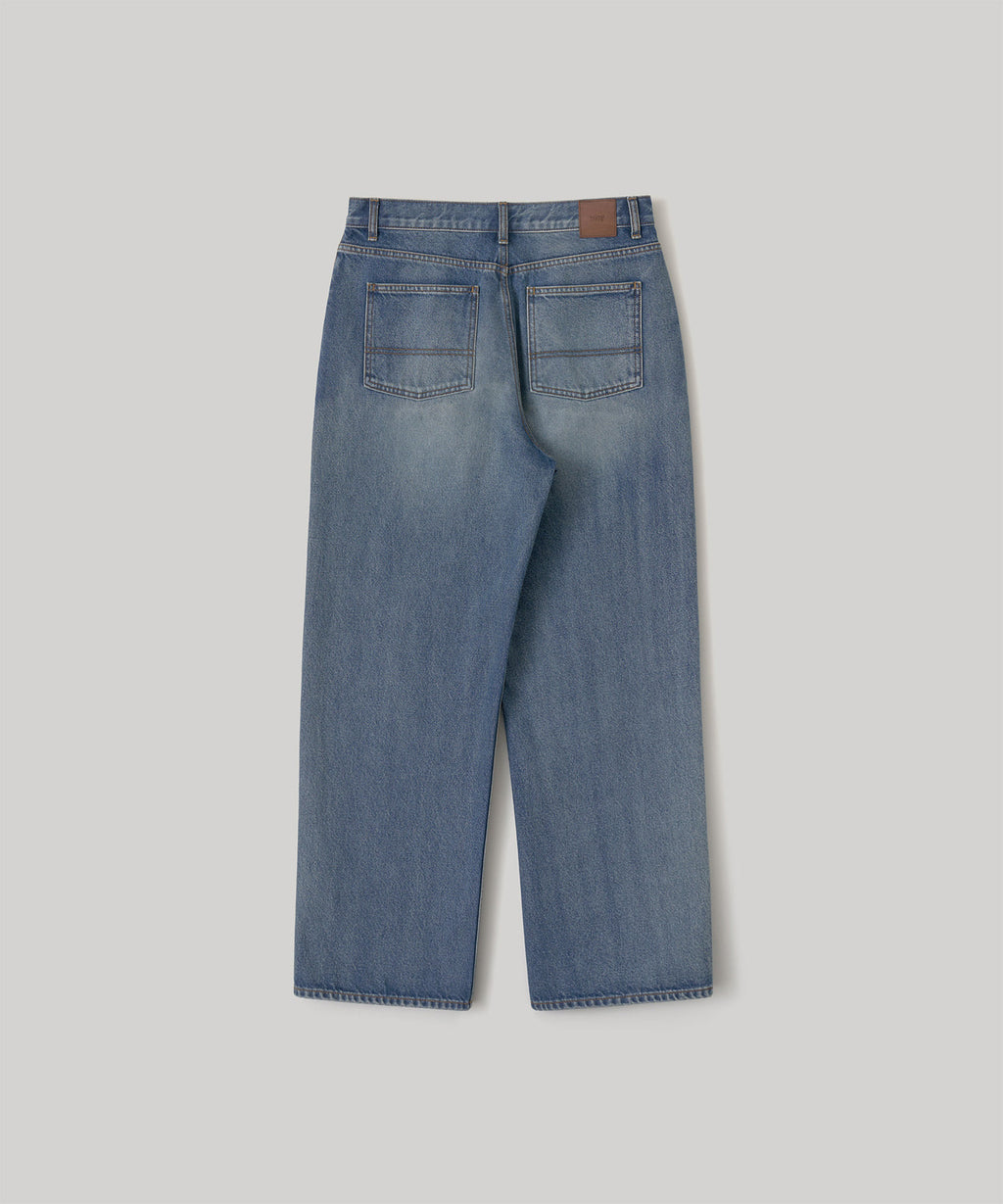 【another office】Atelier Wide Denim Pants - Faded Blue