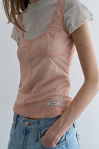 【overdue flair】MESH CORSET SLEEVELESS - 2 colors