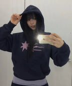 【niceghostclub】 MOSAIC 3STAR CROP HOODIE [BROWN / NAVY]