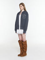 【3hreeto8ighty】EYELET POCKET HOODIE ZIP-UP - 2 colors