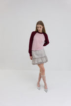 【overdue flair】ORGANZA LAYERED MINI SKIRT - GREY/WHITE