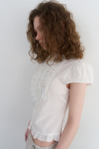 【overdue flair】VICTORIAN FRILL MESH BLOUSE - 2 colors