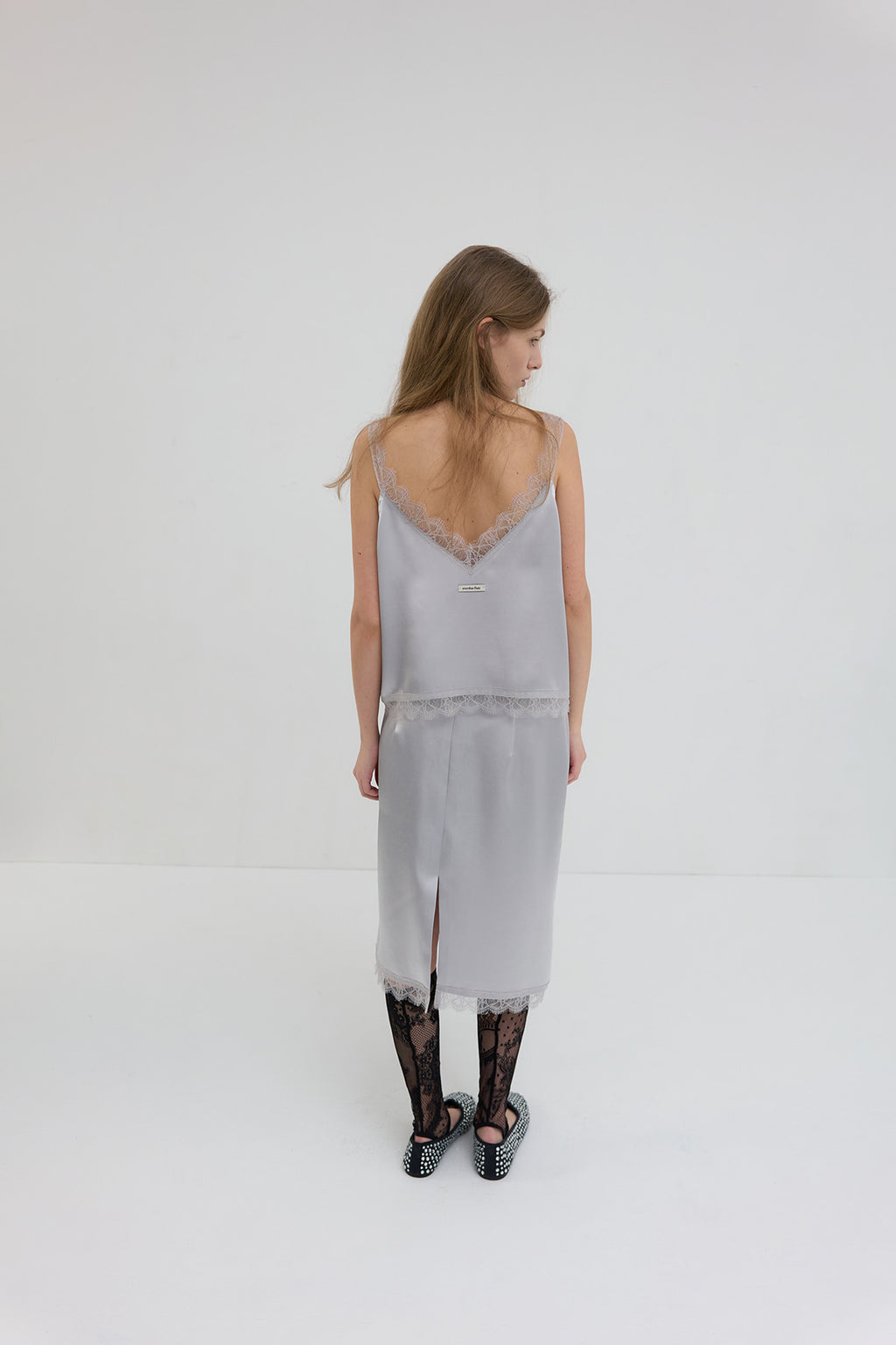 【overdue flair】 LACE SATIN MIDI SKIRT - 2 colors