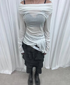 【Flare up】Faye Frill Long Sleeve - White