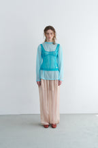 【overdue flair】MESH CORSET SLEEVELESS - 2 colors