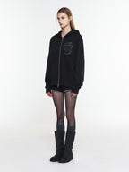 【3hreeto8ighty】EYELET POCKET HOODIE ZIP-UP - 2 colors