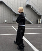 【Fancy Club】 TOOTH JAM WIDE DENIM PANTS [Black / Green]