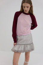 【overdue flair】ORGANZA LAYERED MINI SKIRT - GREY/WHITE