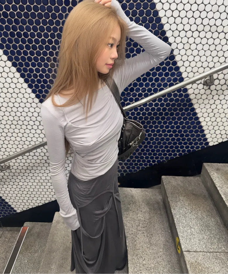 【Flare up】Layered Bustier Long Sleeve - 5 colors