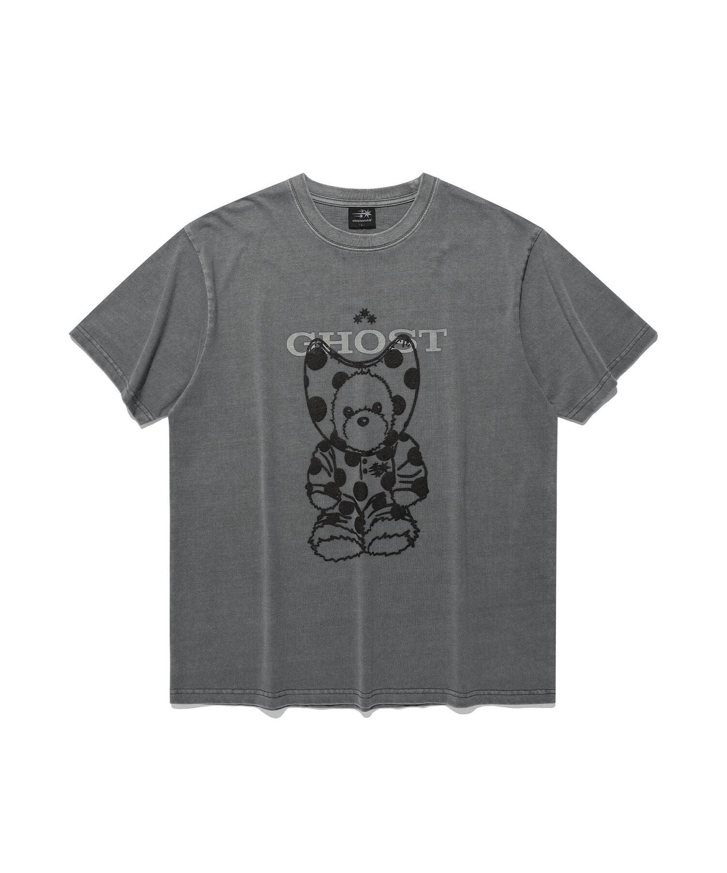 【niceghostclub】devil bear doll pigment dyed tee [ charcoal / pink ]