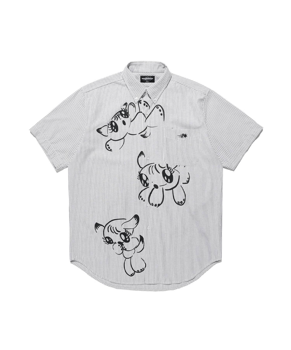【niceghostclub】baby guardians stripe big big half shirt [ blue / gray ]