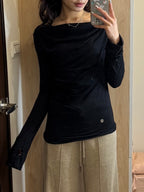 【Flare up】Drape Long Sleeve [Black / Grey]